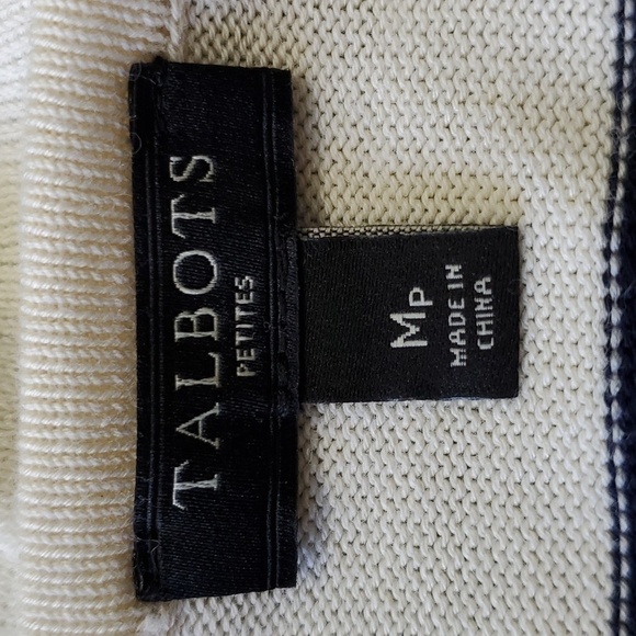 TALBOTS, striped cream, and black. Little ruffle. Size medium P. Lightwei… - Picture 7 of 9